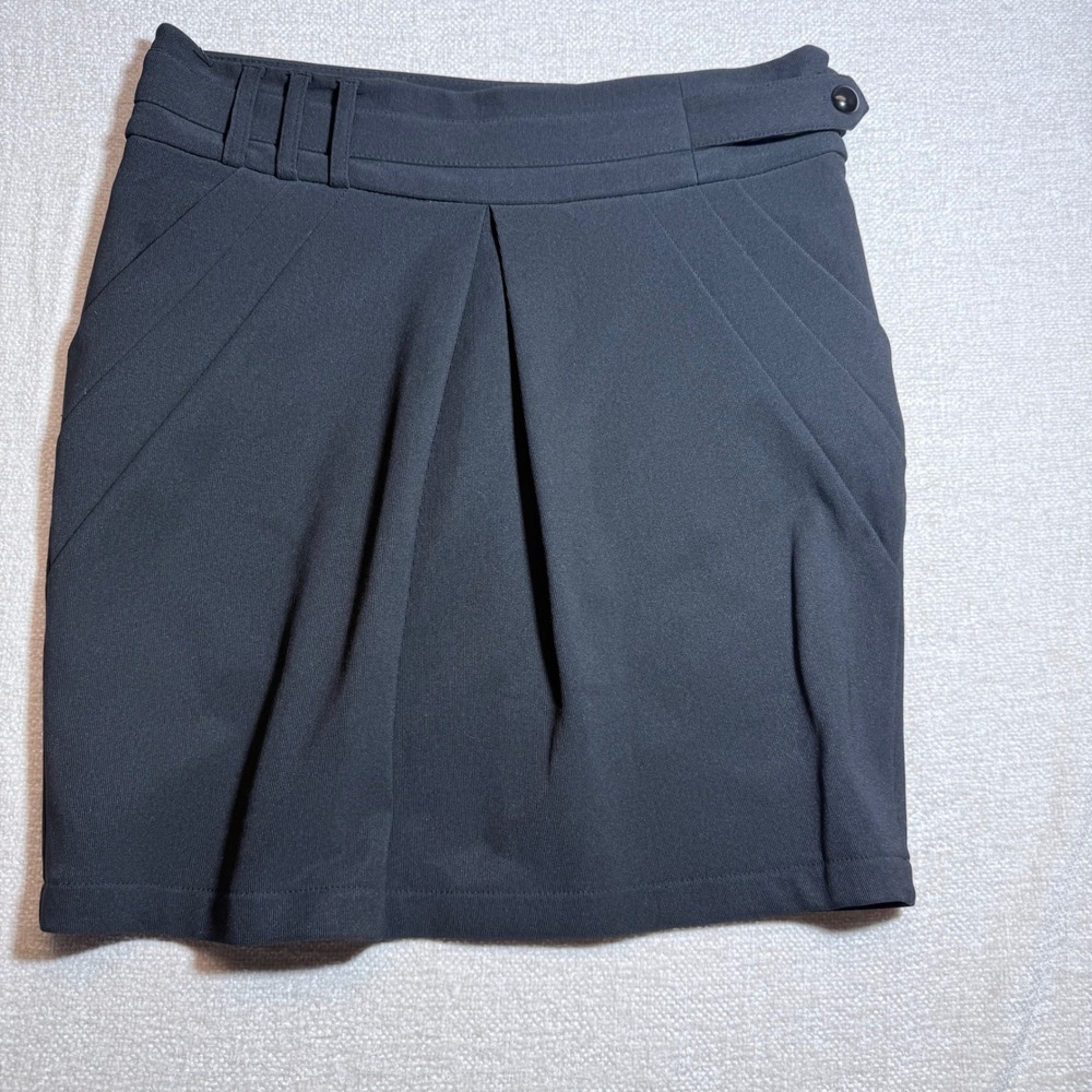 So Nice Bleu Blanc Rouge Black Pleated Mini Skirt Side Pockets Size 38 FR 6 US